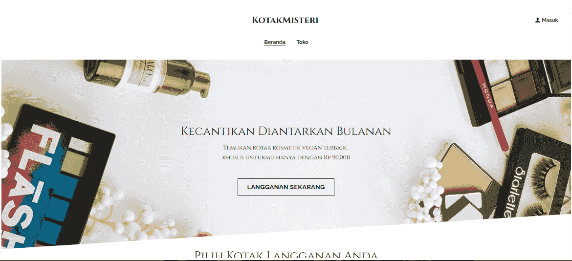 Templat Toko Virtual MysteryBox dari Strikingly