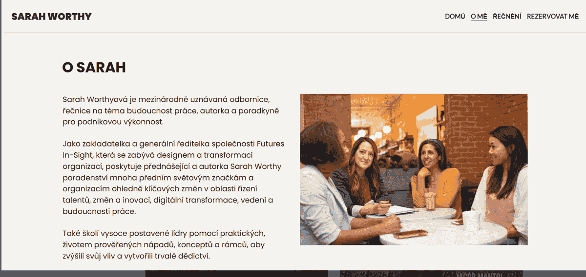 Template Konsultasi Manajemen Sarah Worthy dari Strikingly