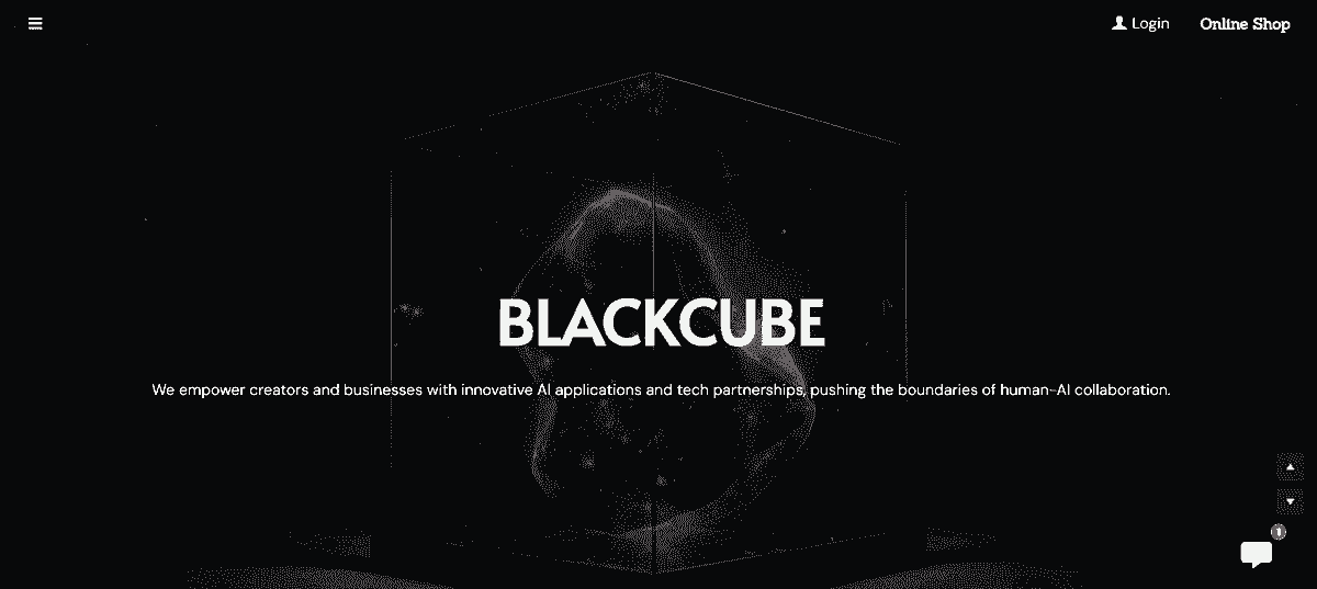 E-dagang Blackcube dengan Strikingly
