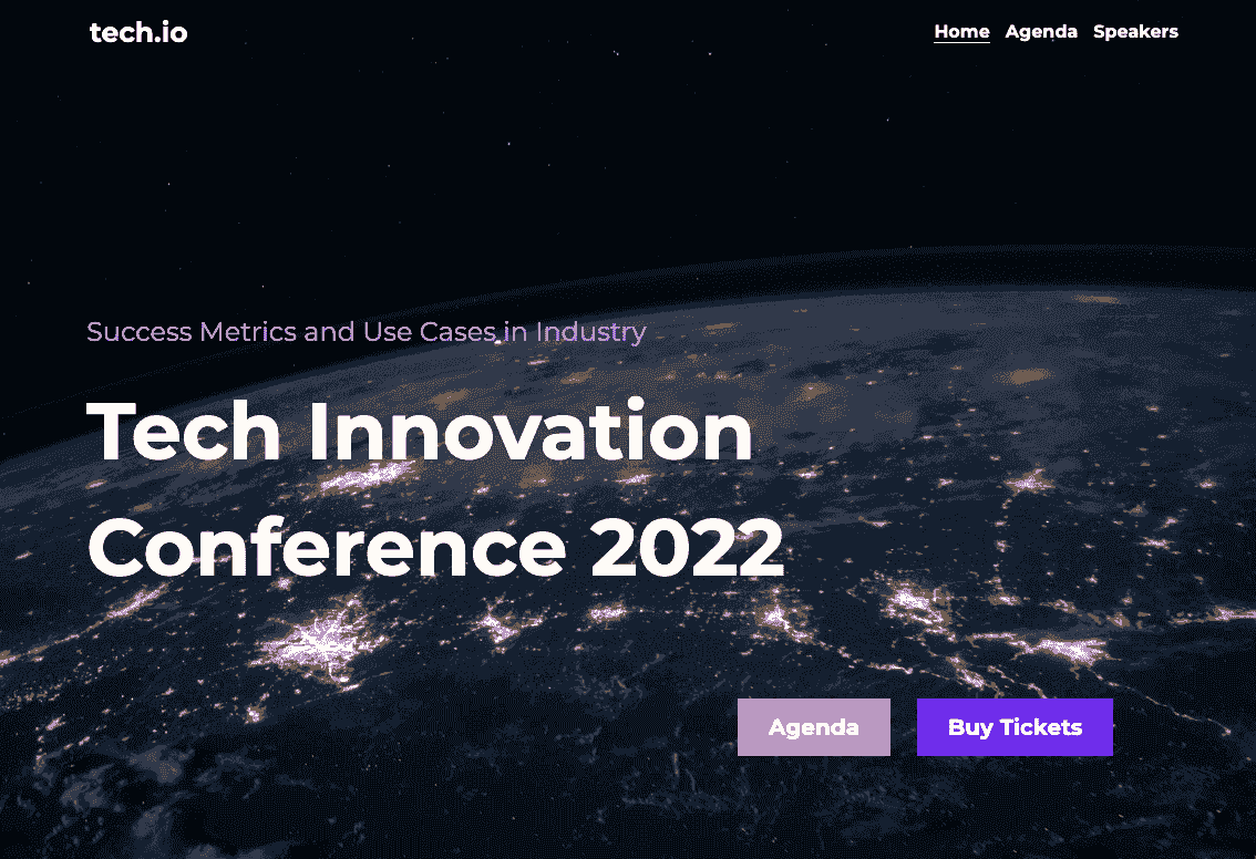 Plantilla Tech.io de Strikingly