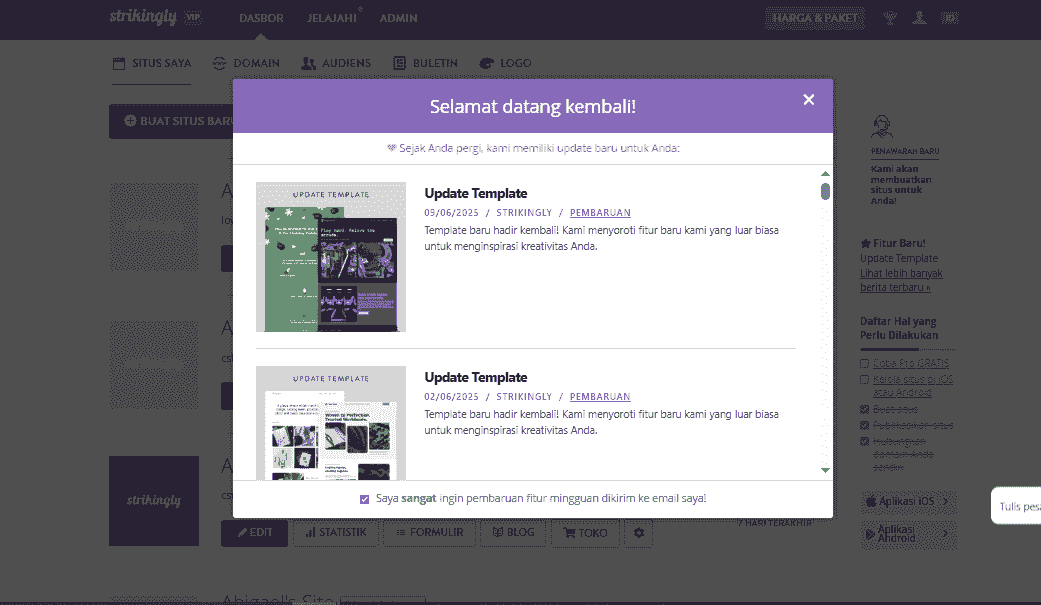 Fitur Strikingly yang Meningkatkan Kinerja Situs Web - Pembaruan Reguler