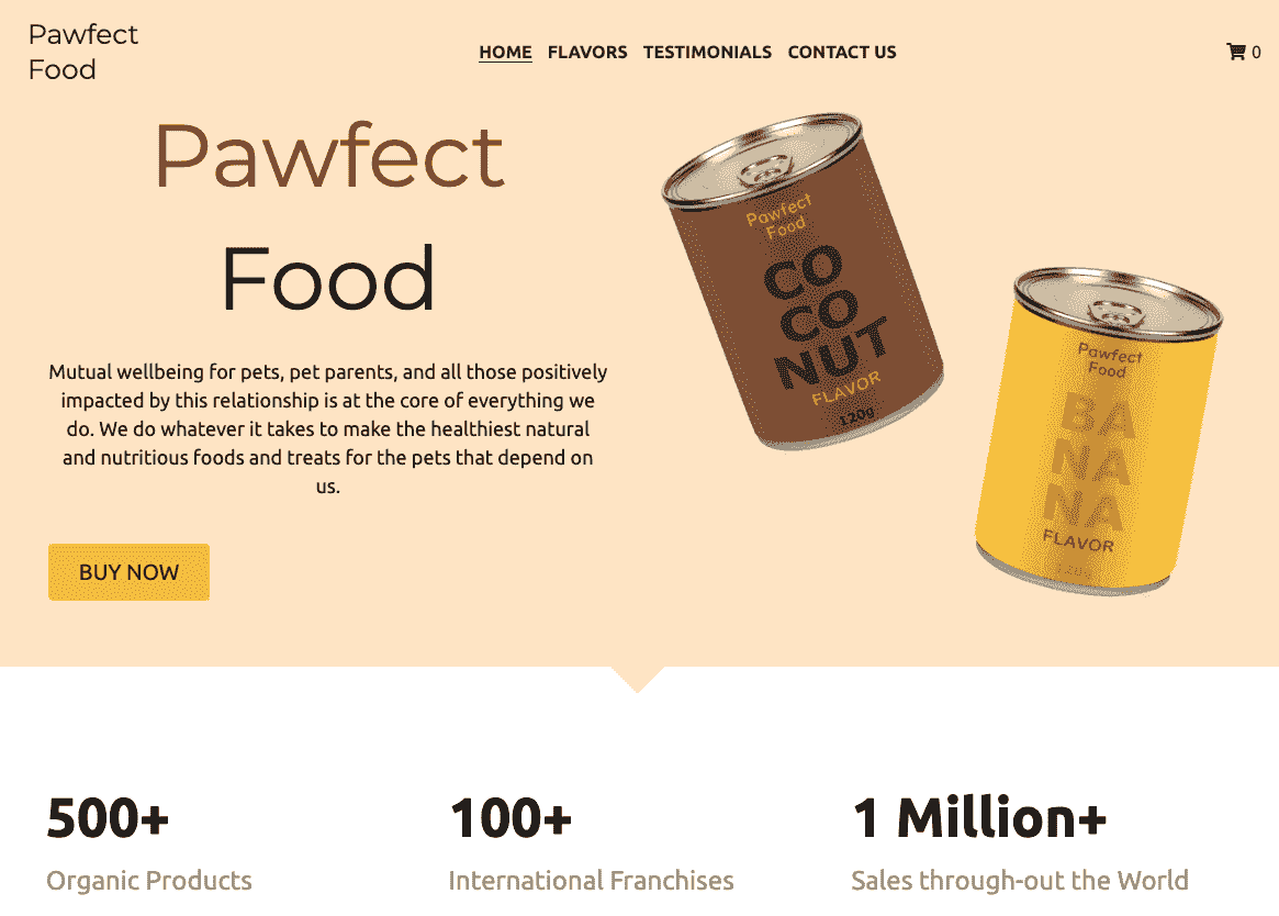 Templat Toko Makanan Online Pawfect dari Strikingly