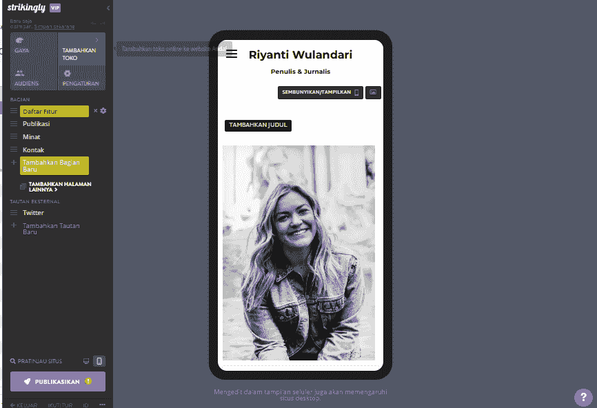 Cara Menerbitkan Situs Web - Mendesain Situs Web Anda dengan Strikingly - Menyesuaikan Desain Situs Web Anda dengan Strikingly - Responsivitas Seluler