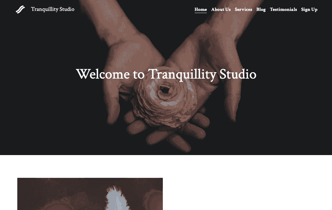 Plantilla de estudio Tranquility de Strikingly