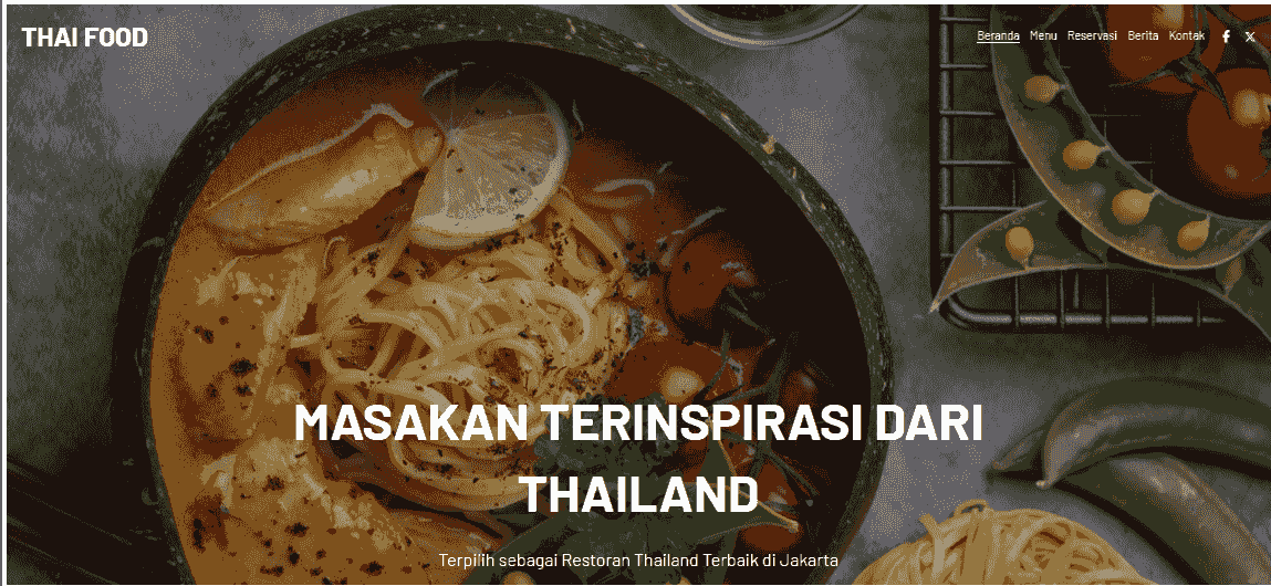 Template Masakan Thailand dari Strikingly
