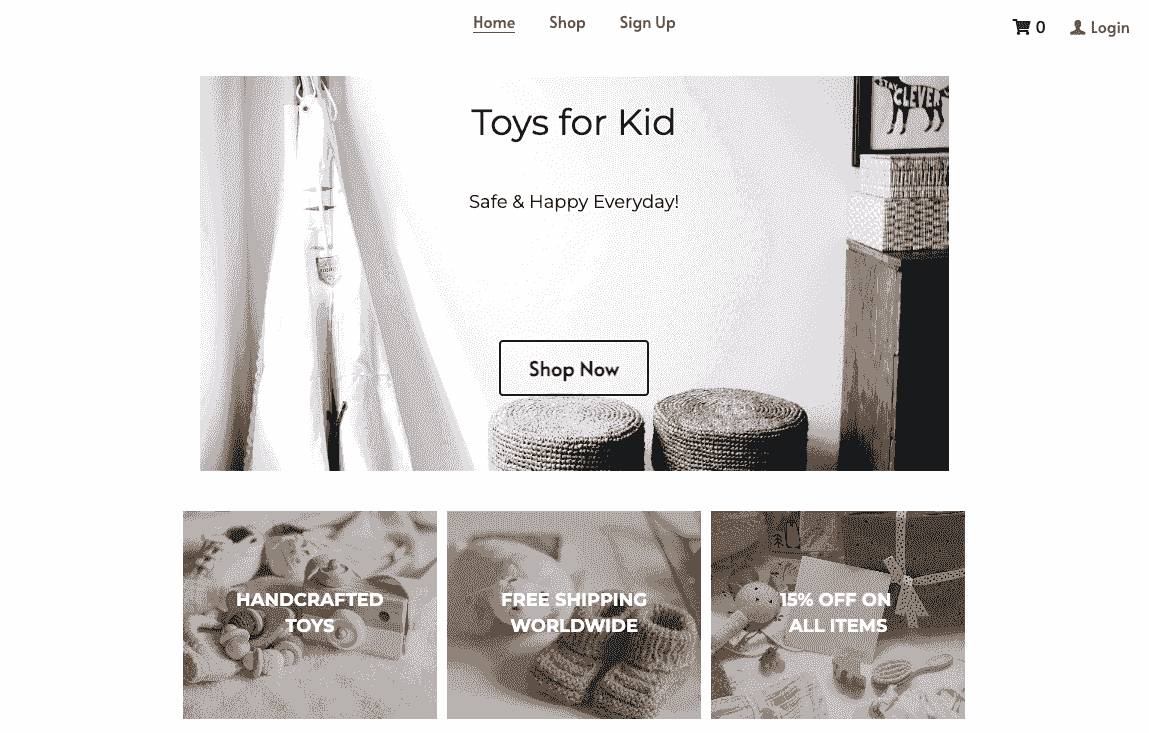 Templat Toko Virtual Mainan Kecil dari Strikingly