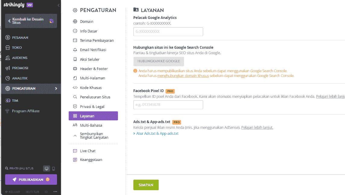 Halaman Pengaturan Facebook Pixel yang Mencolok