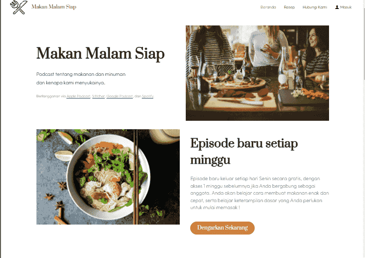 Template Situs Web Makan Malam Selesai dari Strikingly