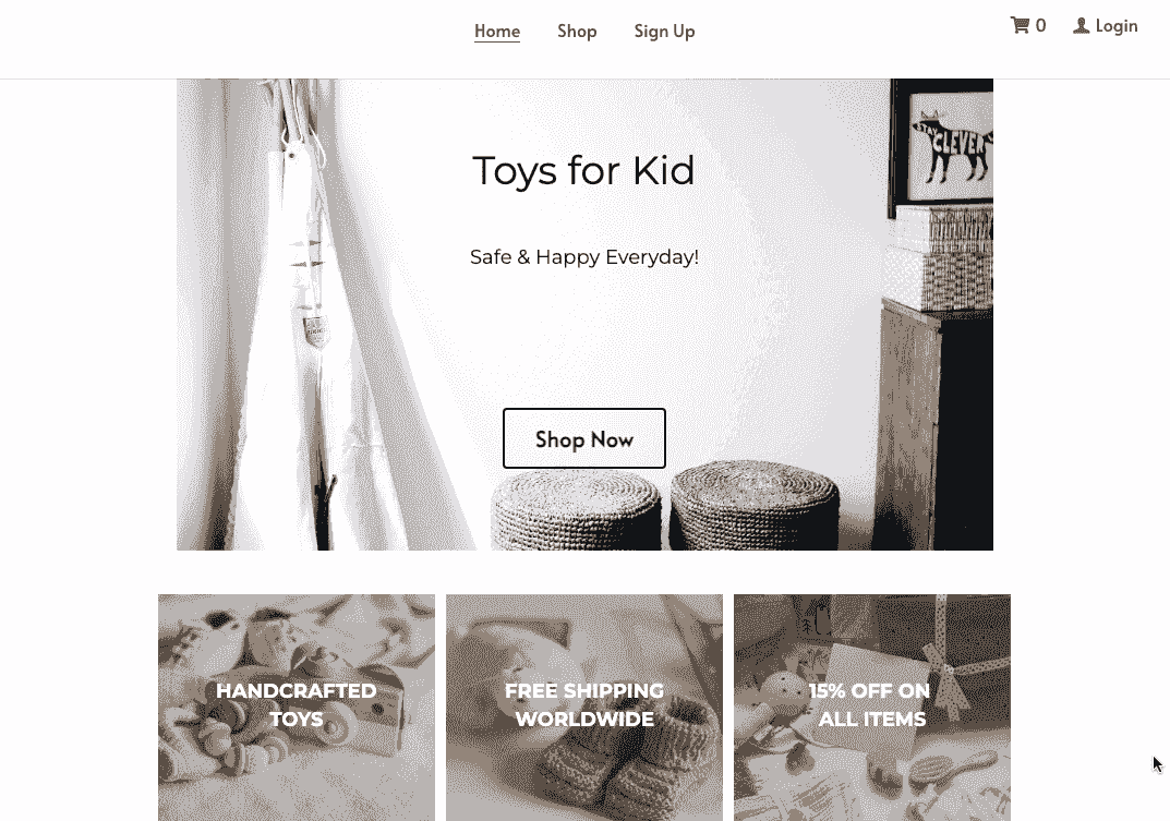 Plantilla de tienda online de juguetes pequeños