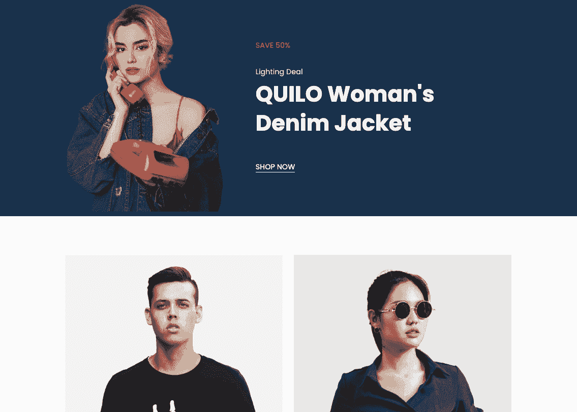 Plantilla de tienda online Quilo de Strikingly