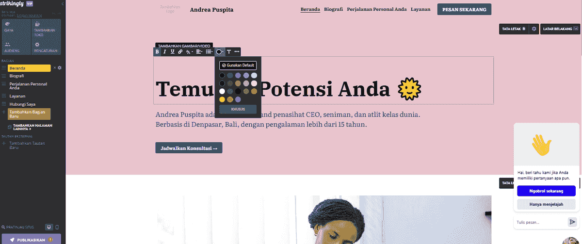 Fitur Situs Web - Fitur Strikingly meluas ke solusi e-commerce - Opsi Kustomisasi