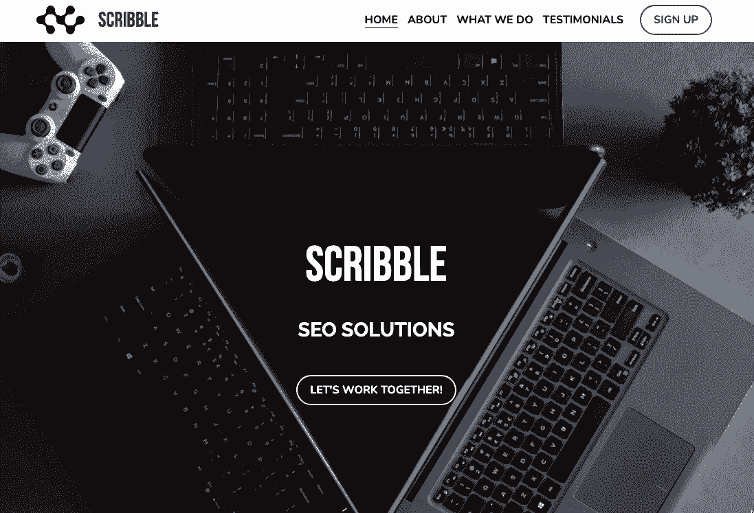 Plantilla Scribble de Strikingly