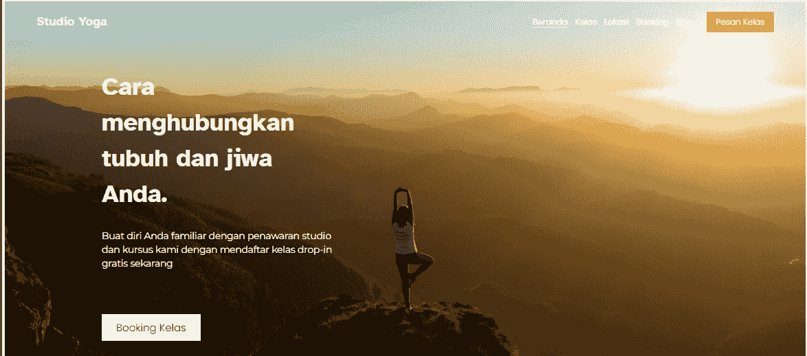 Template Studio Yoga dari Strikingly