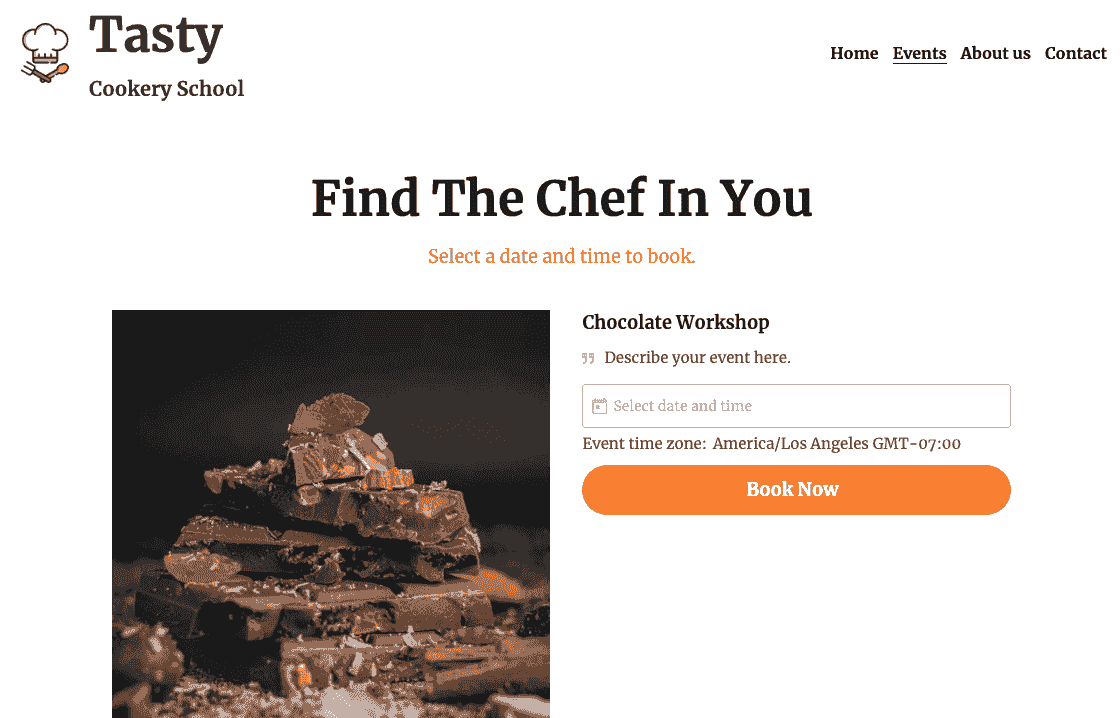 Plantilla de escuela de cocina de Strikingly