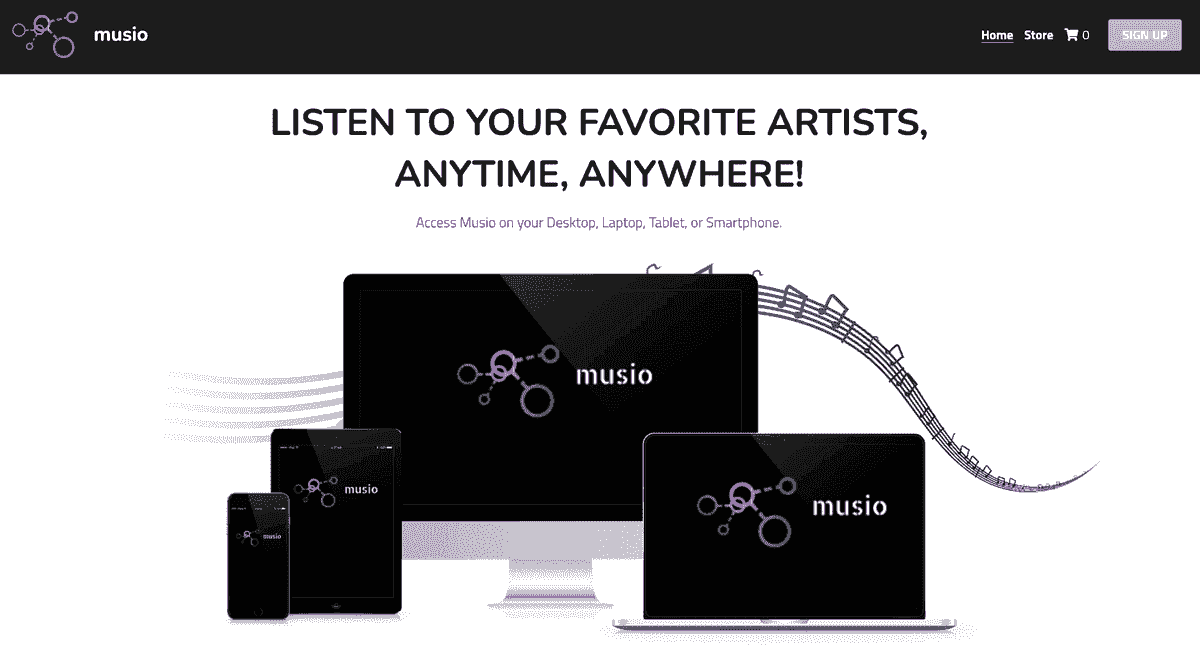 Plantilla de música de Strikingly