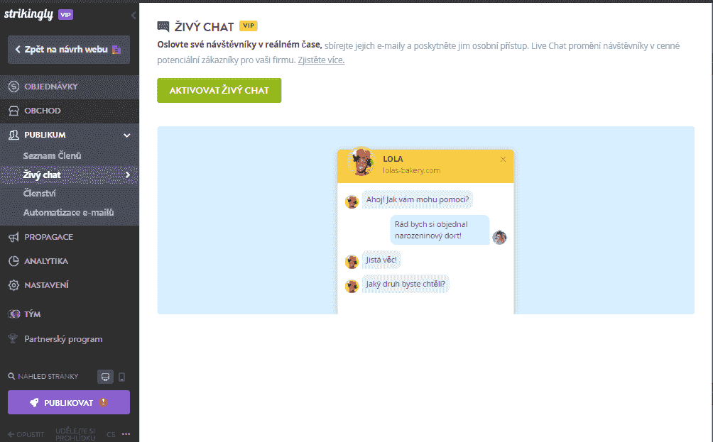 Jak využít trendy elektronického obchodování se Strikingly - Implementujte živý chat