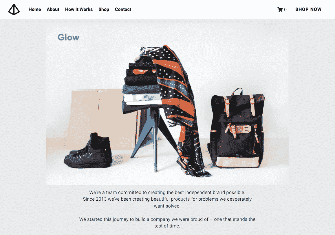 Template Toko Online Glow dari Strikingly