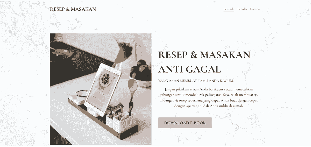 Template Situs Web Hidangan & Resep dari Strikingly