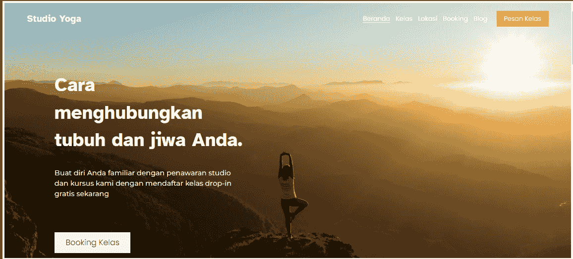 Template Blog Studio Yoga dari Strikingly