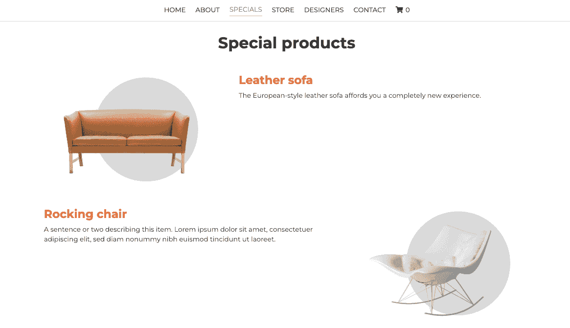 Template Furnitur Spectre Online dengan Strikingly