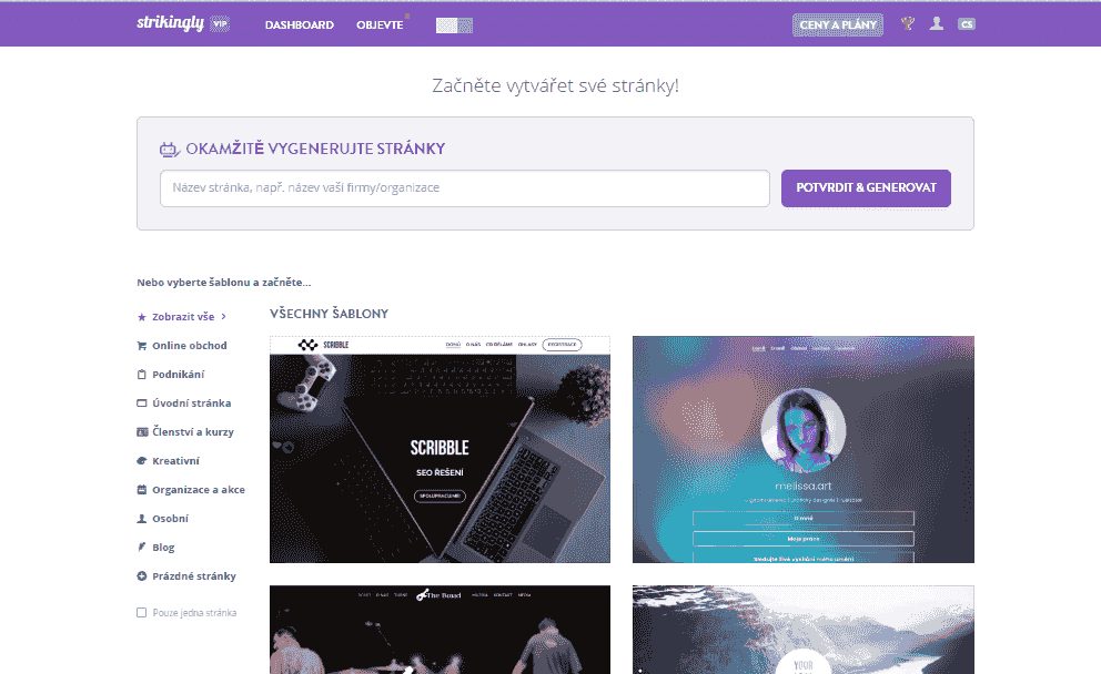 Inspirace pro webdesign – Vytvořte si mistrovské dílo s Strikingly – S přizpůsobitelnými šablonami