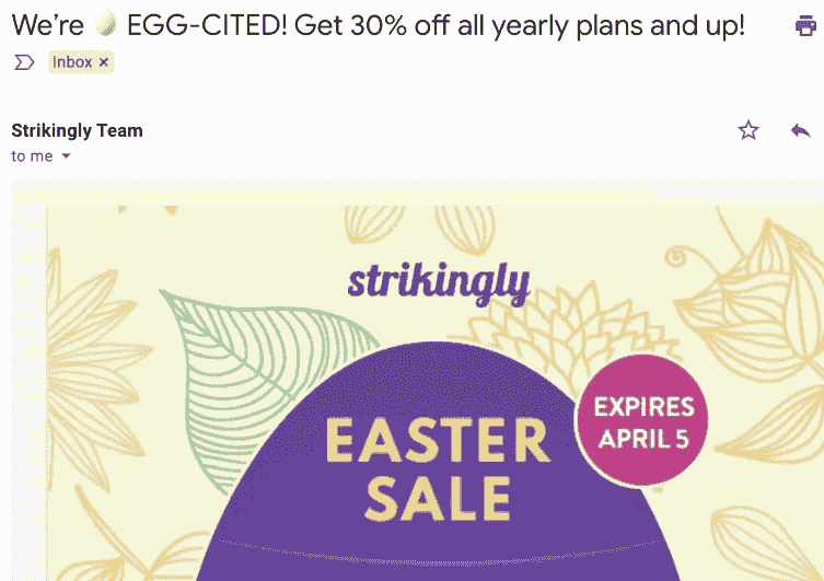 Correo electrónico de ofertas de Pascua sorprendentes