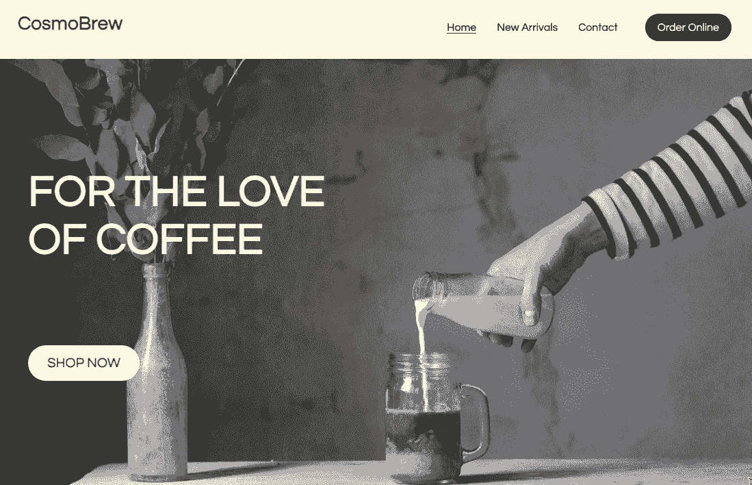 Plantilla CosmoBrew de Strikingly