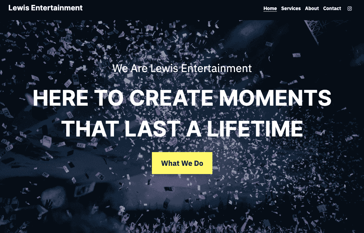 Šablona Lewis Entertainment od Strikingly