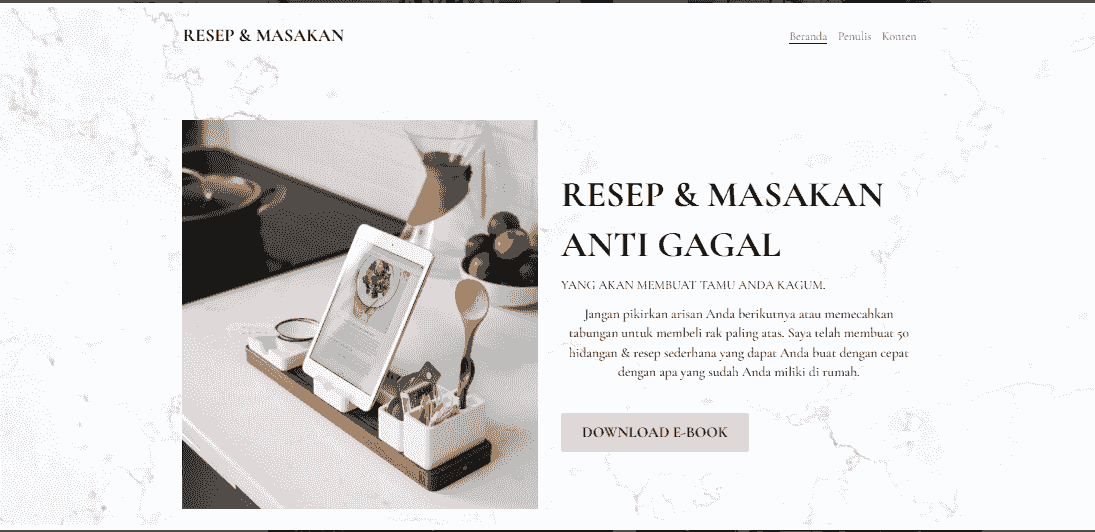 Template Toko Online Digital Hidangan & Resep dari Strikingly