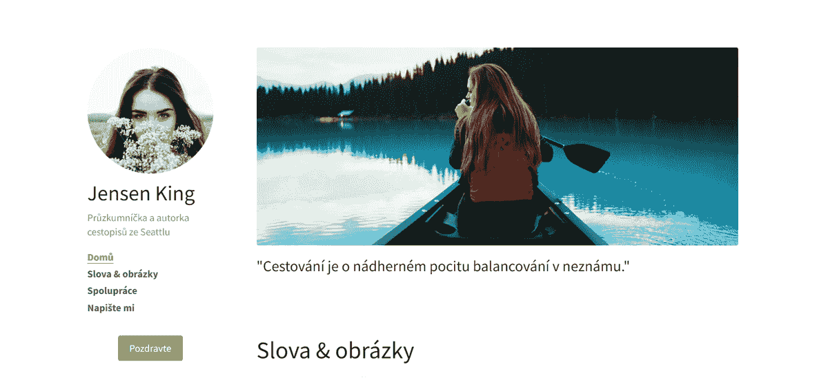 Šablona pro kreativní psaní od Strikingly