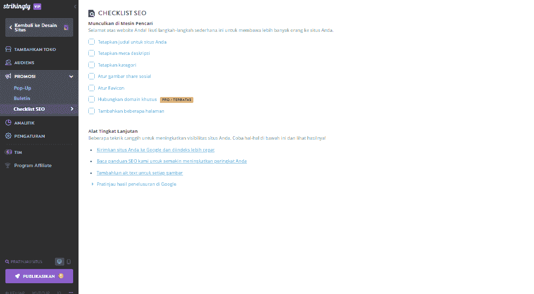Inspirasi Desain Situs Web - Bangun Mahakarya Anda Dengan Strikingly - Alat SEO bawaan Strikingly