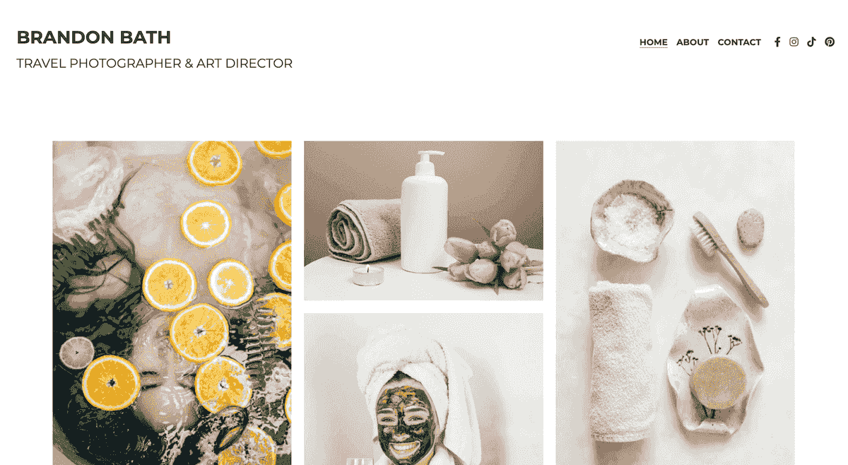 Plantilla en mosaico de Strikingly