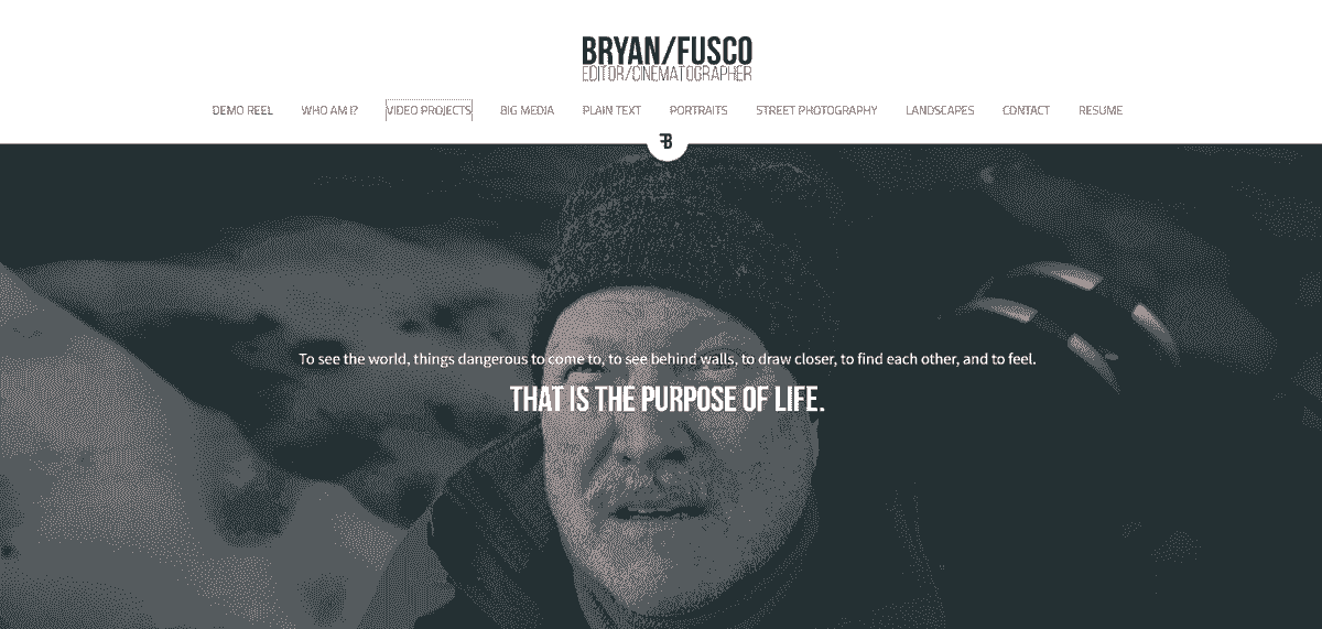 Fusco videographer portfolio website