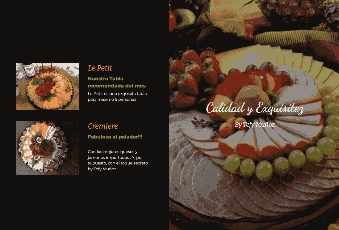 Descripción del producto Tablas Gourmet