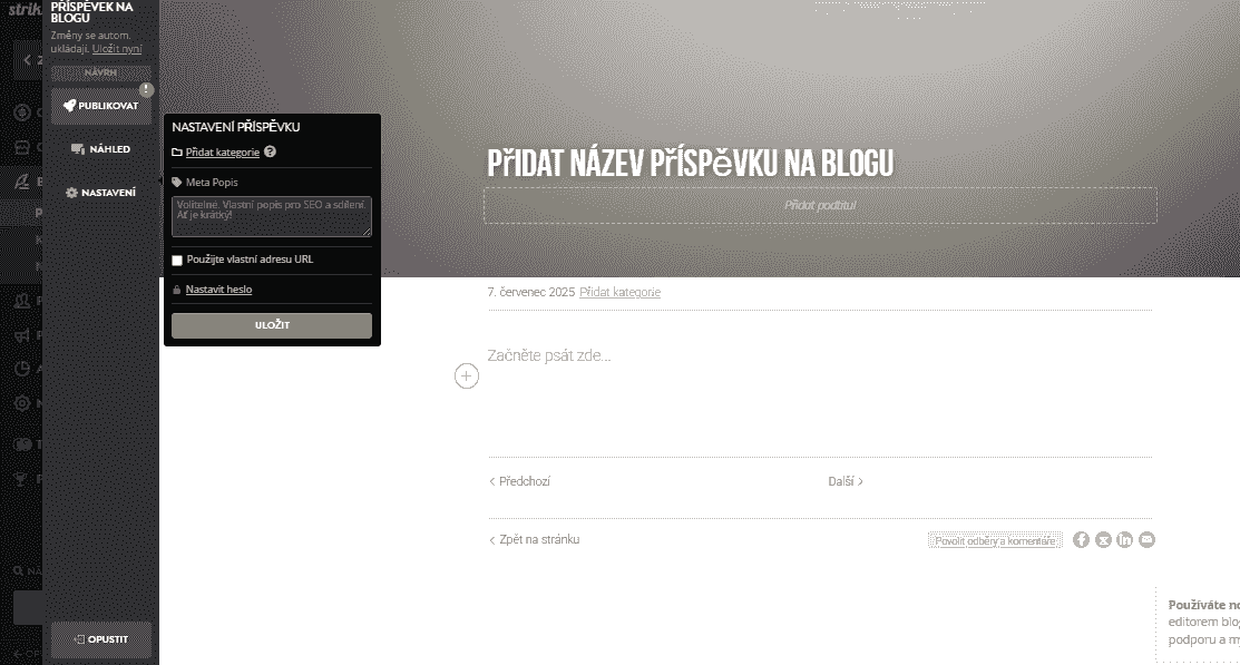 Jak vytvořit úžasný blogovací web s Strikingly - Konfigurace SEO nastavení