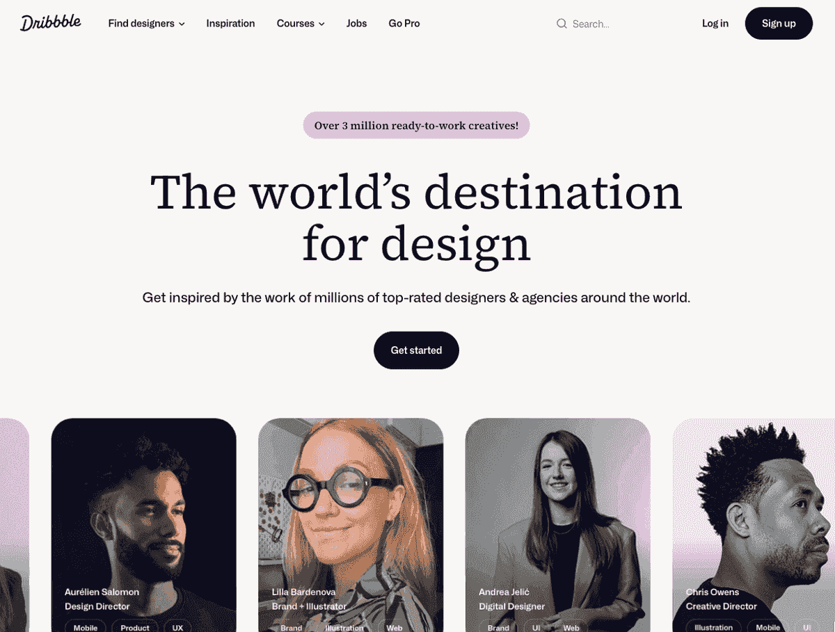 Galería del sitio web de Dribble