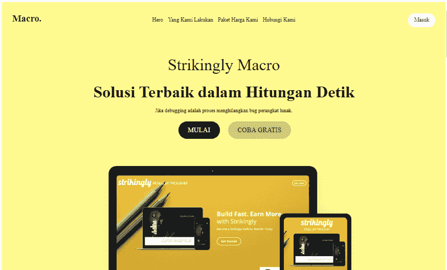 Makro Template Website dari Strikingly