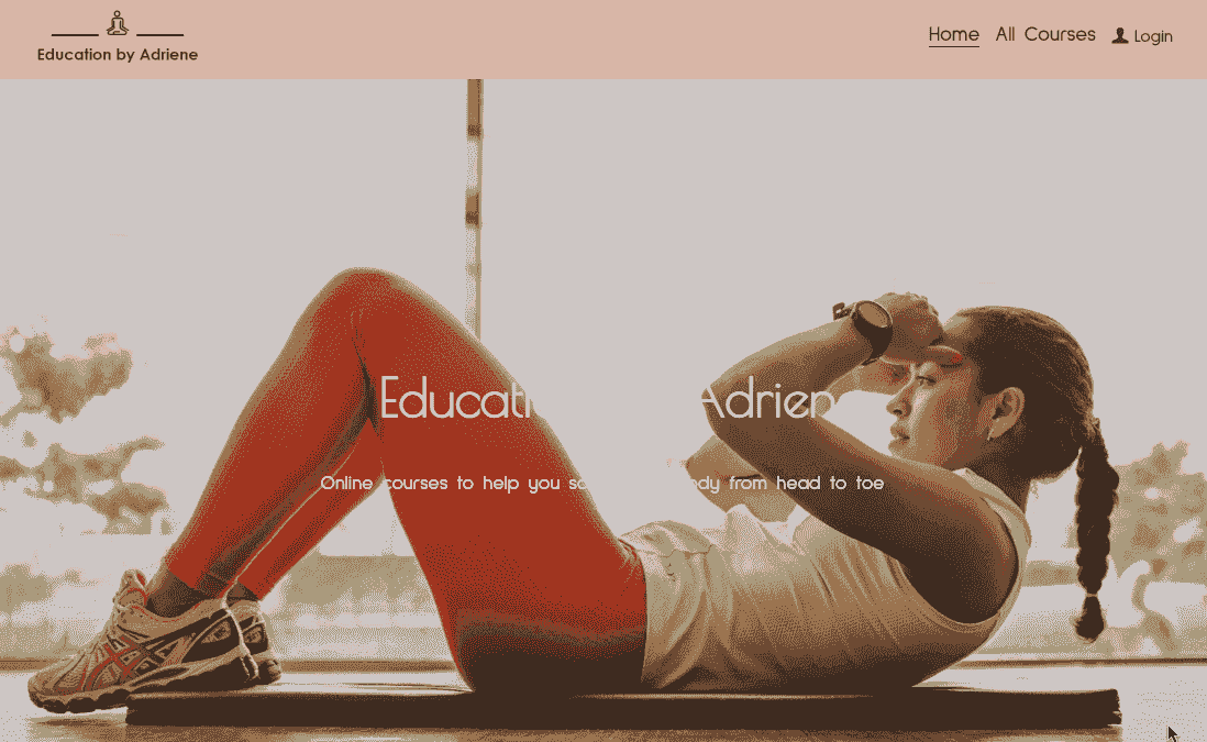 Plantilla de fitness de Adriene de Strikingly