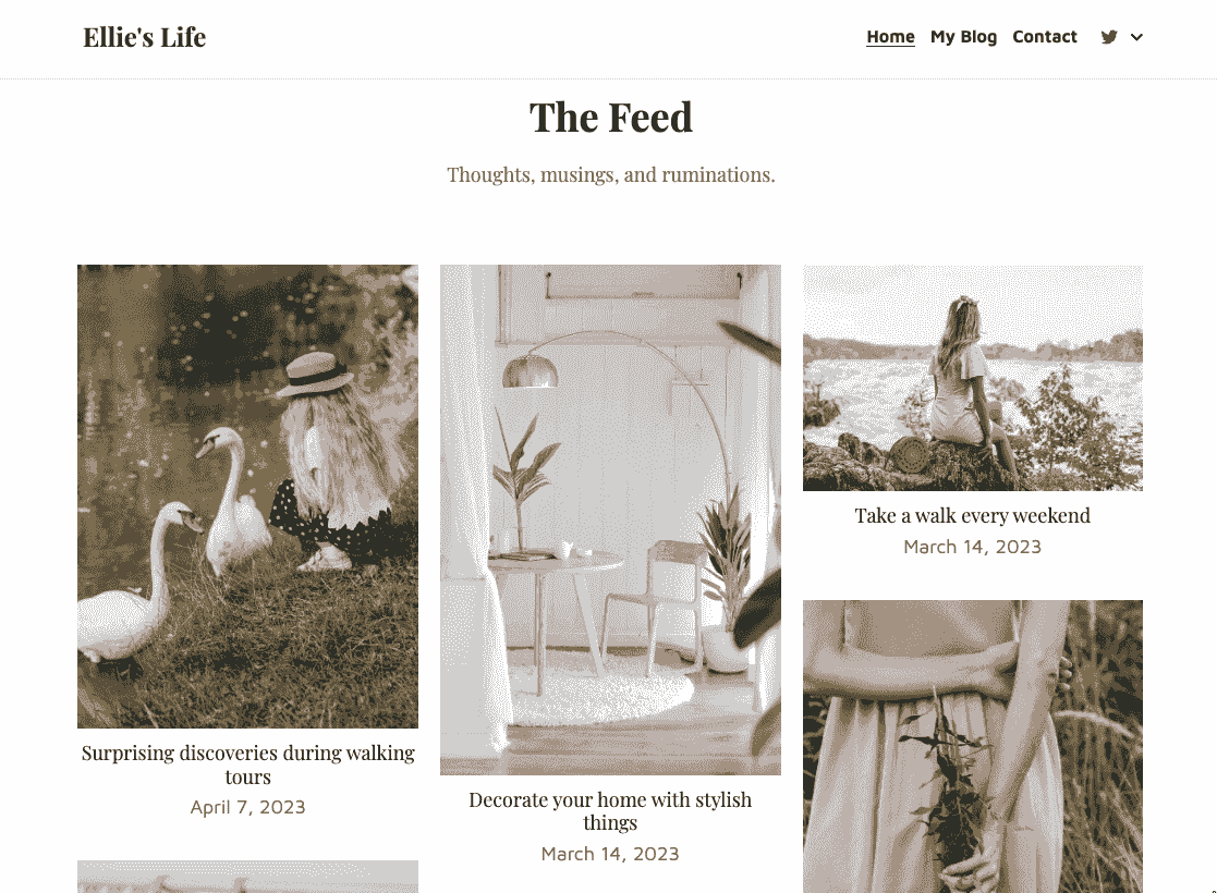 Plantilla de blog de moda de Strikingly