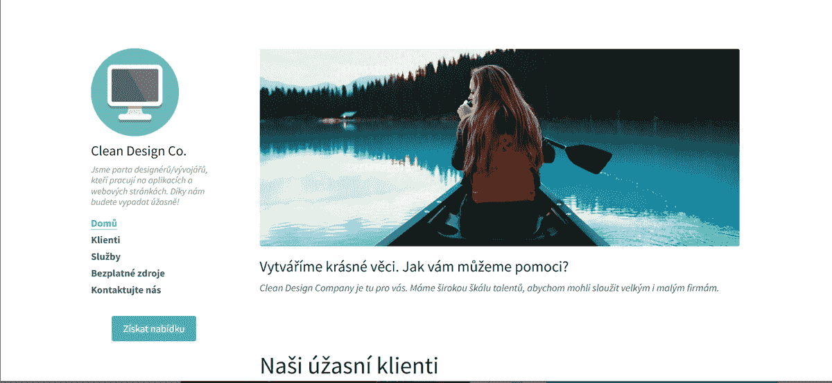 Šablona čistých webových stránek