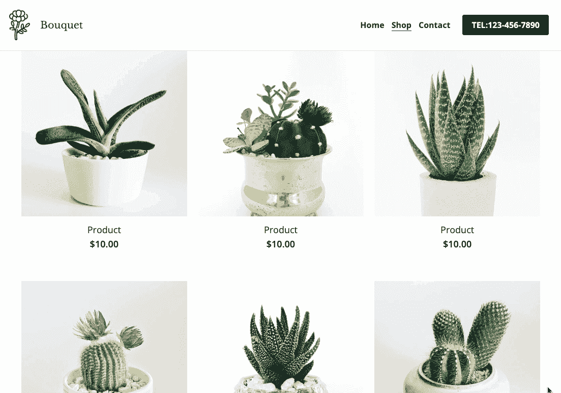 Plantilla de tienda de ramos de Strikingly
