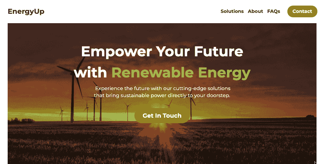 Plantilla EnergyUp de Strikingly