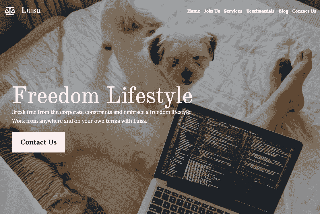 Plantilla de estilo de vida libre de Strikingly