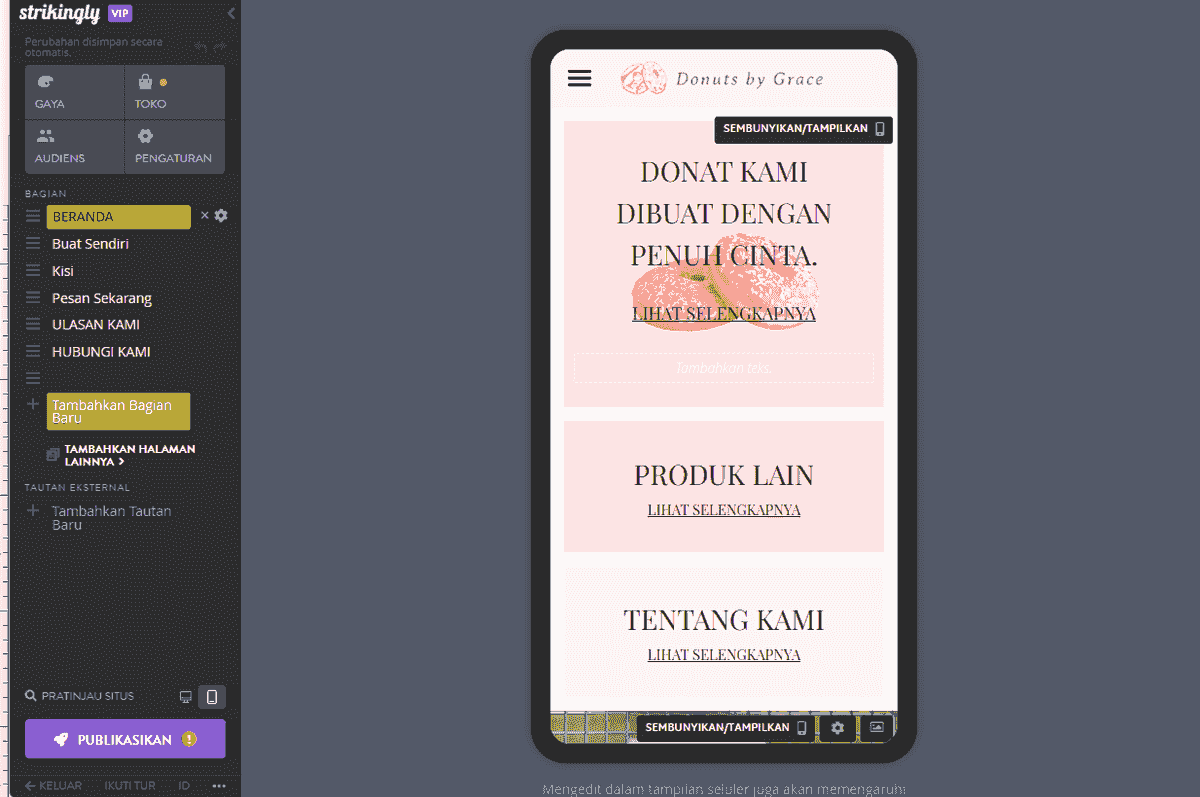 Trafik Situs Web Liburan dengan Strikingly - Responsivitas seluler