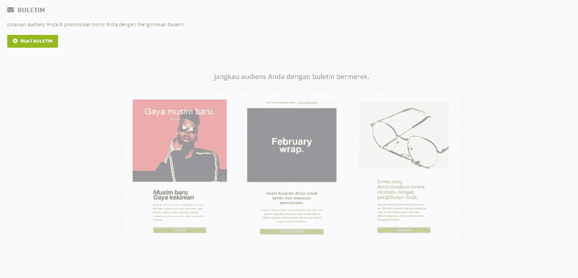 Fitur Buletin Strikingly