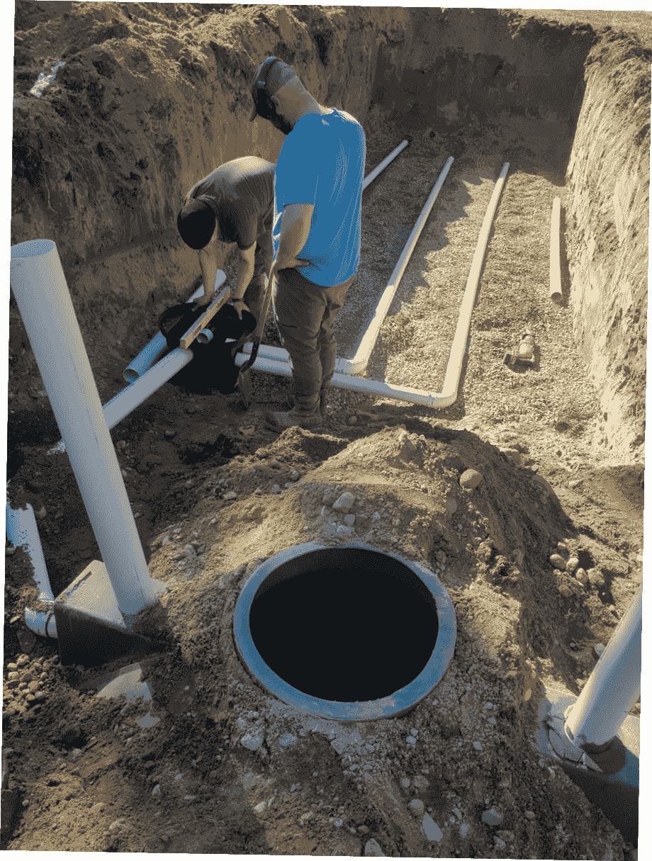 drain field installation in progress drain field installation in progress