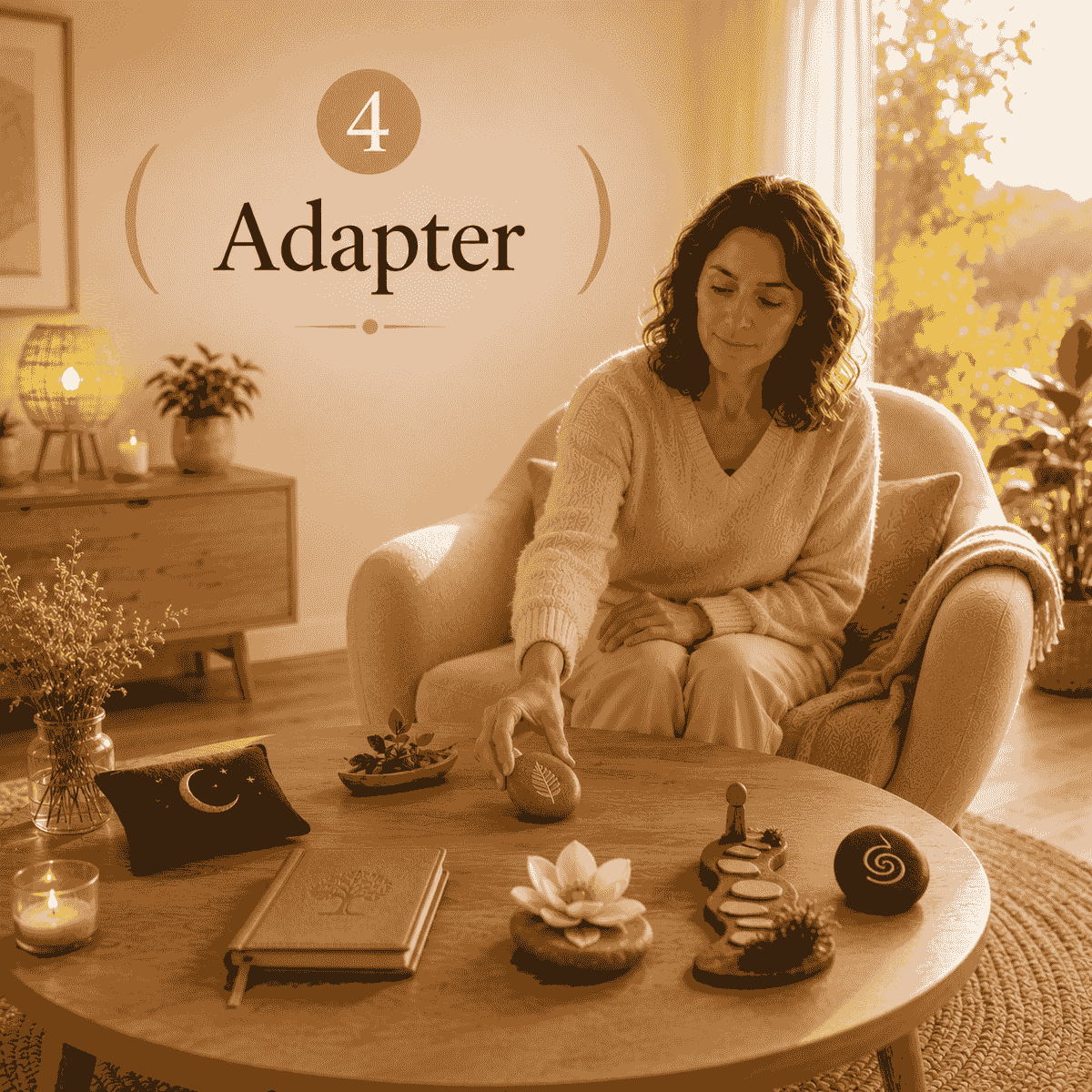 Femme installée dans un fauteuil pratiquant une méthode simple d’auto-hypnose Femme installée dans un fauteuil pratiquant une méthode simple d’auto-hypnose