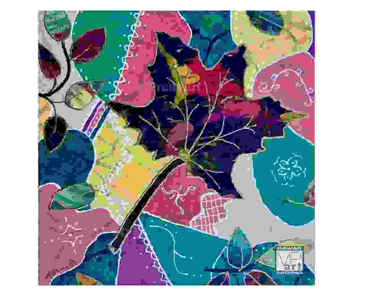 heliconia mixed media painting