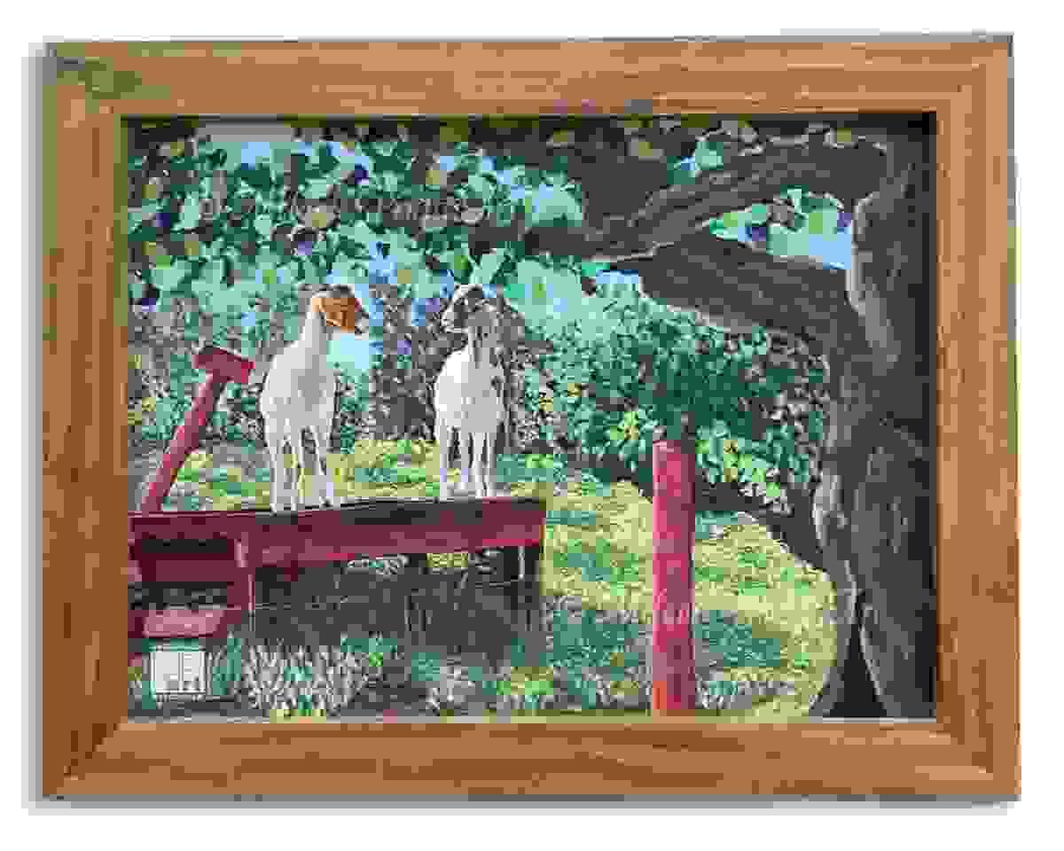 Acrylic painting of two goats Acrylic painting of two goats