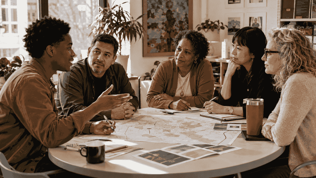 Resident leader guiding a collaborative discussion with community and institutional partners. Resident leader guiding a collaborative discussion with community and institutional partners.